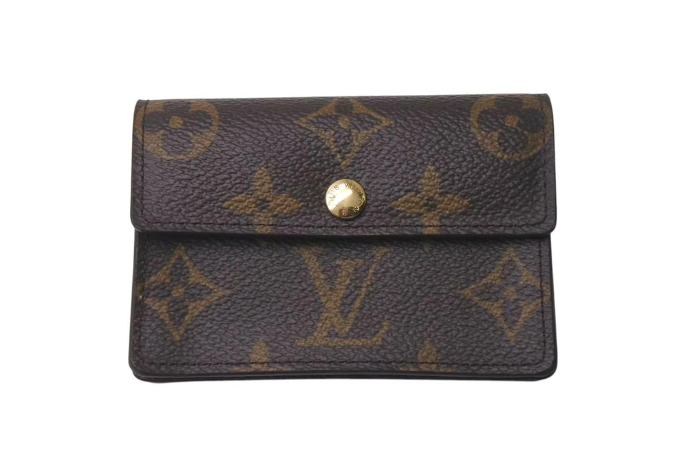 LOUIS VUITTON Portemonnaie Plat coin case Wallet Monogram Canvas Brown